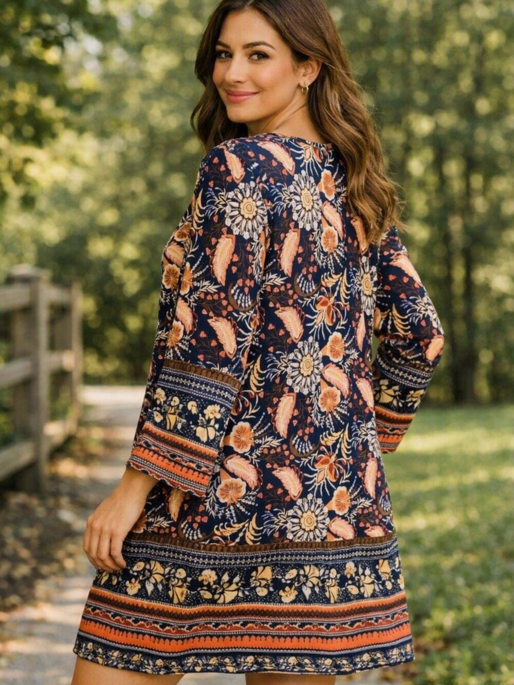 Emery Rose Floral Long‑Sleeve Dress – Women's Size Large NWOT